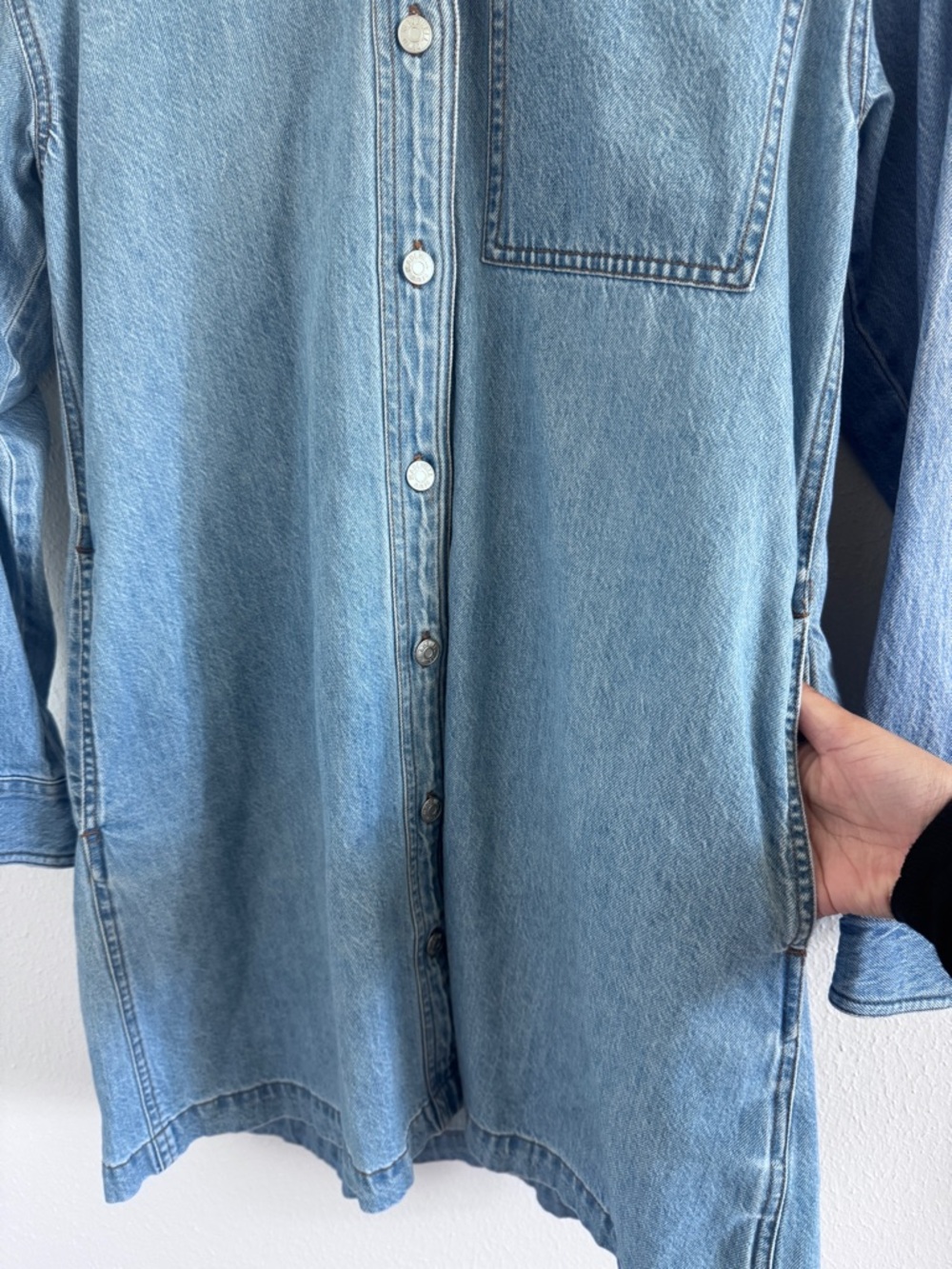 ✨ Madewell Denim Button-Front Mini Shirt Dress Blue ✨ Size S - Picture 5 of 9
